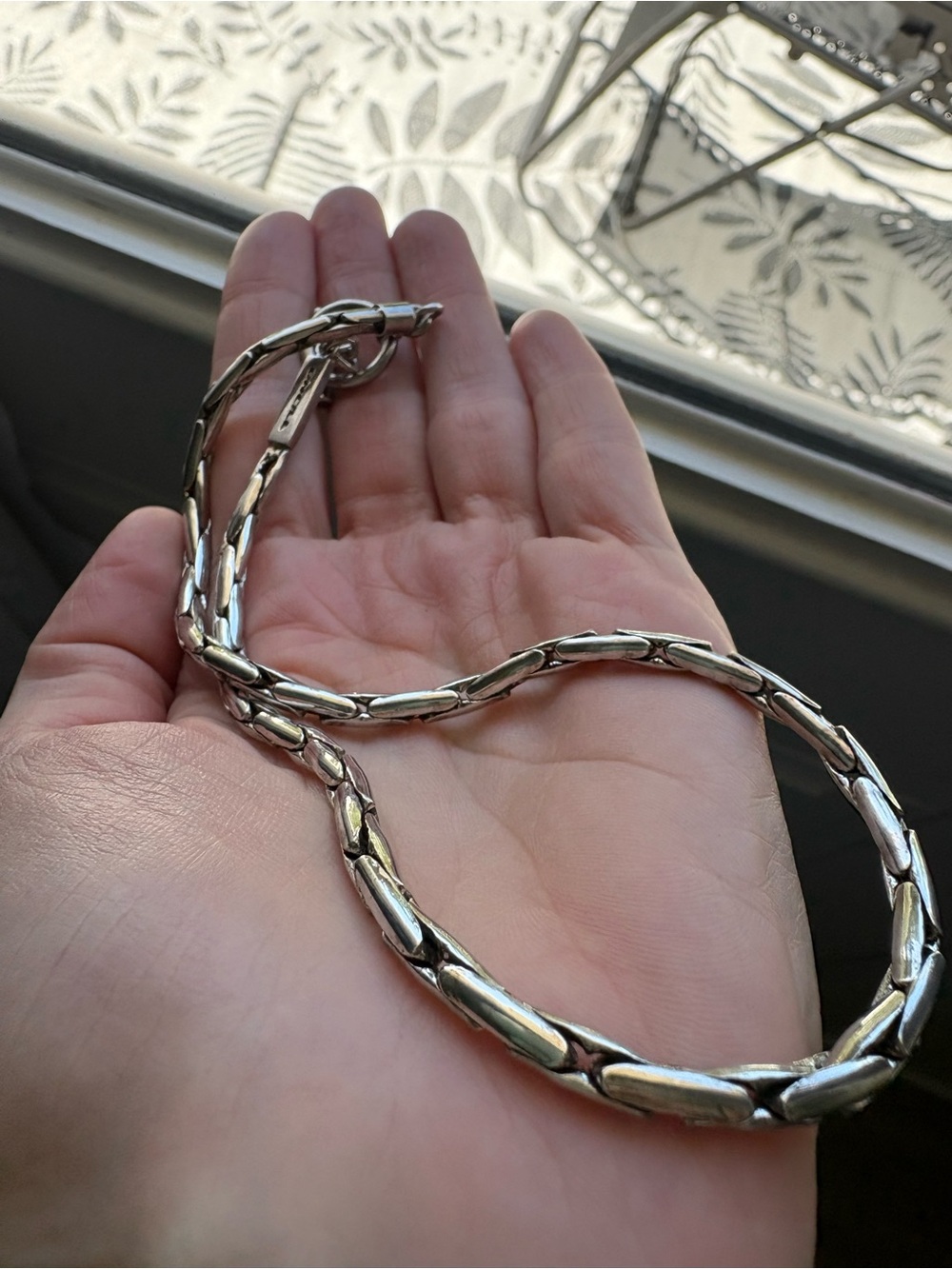 Vintage Sterling silver snake linked chain with toggle clasp- great condition
